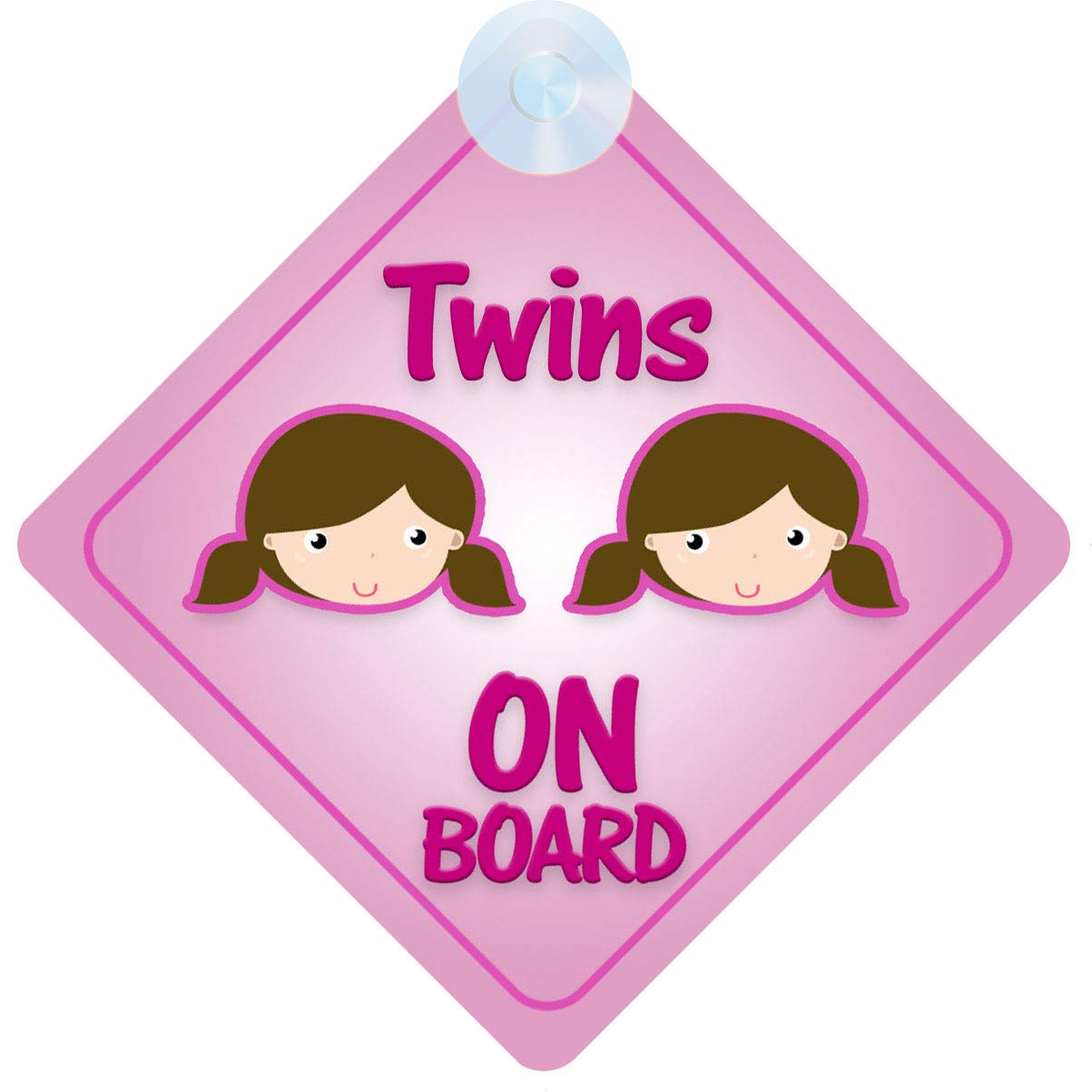 Twins Girls on Board Car Sign for Children/Baby Girls Non Personalised Character Theme