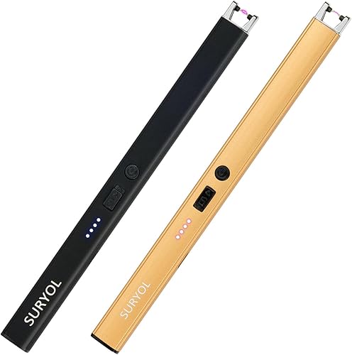 Electric Arc Lighter - USB Type-C Rechargeable, Windproof, Flameless, Hanging Hook, LED Battery Display for Candle, Grill, Camping