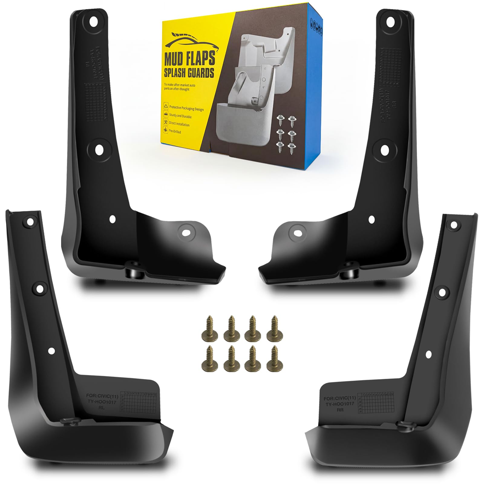 Mud Flaps Fit for 2022-2023 Ho-nda Civic 4-Door Sedan (Not Fits Coupe/Hatchback Models), Dedicated Mudguard for Four Seasons Universal Protection, Front and Rear