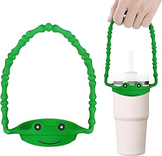 Vmini Water Bottle Handle with Cute Animal Patterns, Silicone Water Bottle Holder, Carrier, Sling with Strap, Kids Bottle Strap Accessories Compatible with Stanley Cup/Owala/Yeti Rambler and More - Buy now