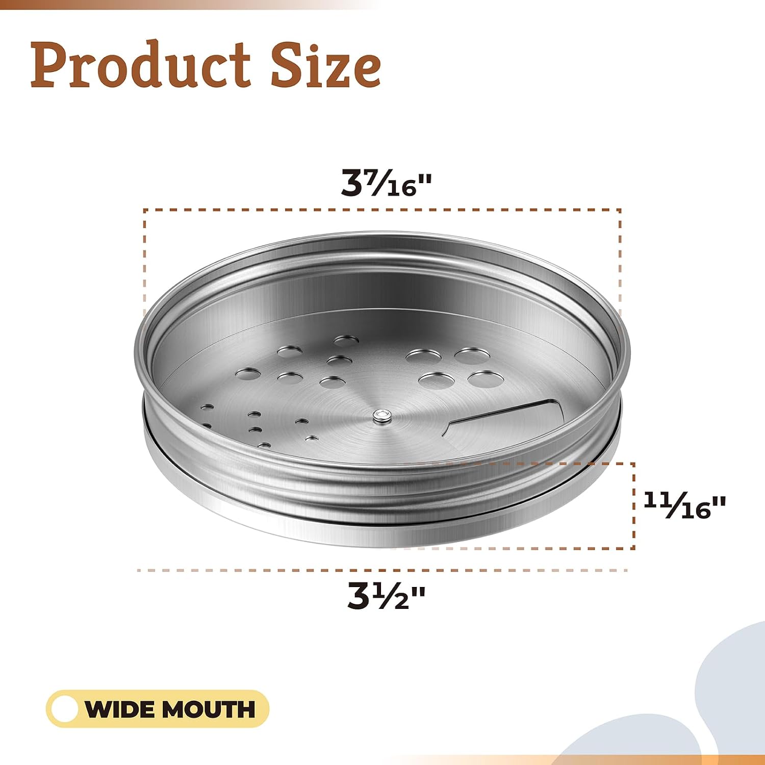 Wide Mouth Adjustable Spice Shaker Lids for Mason Jars, 4 Pack
