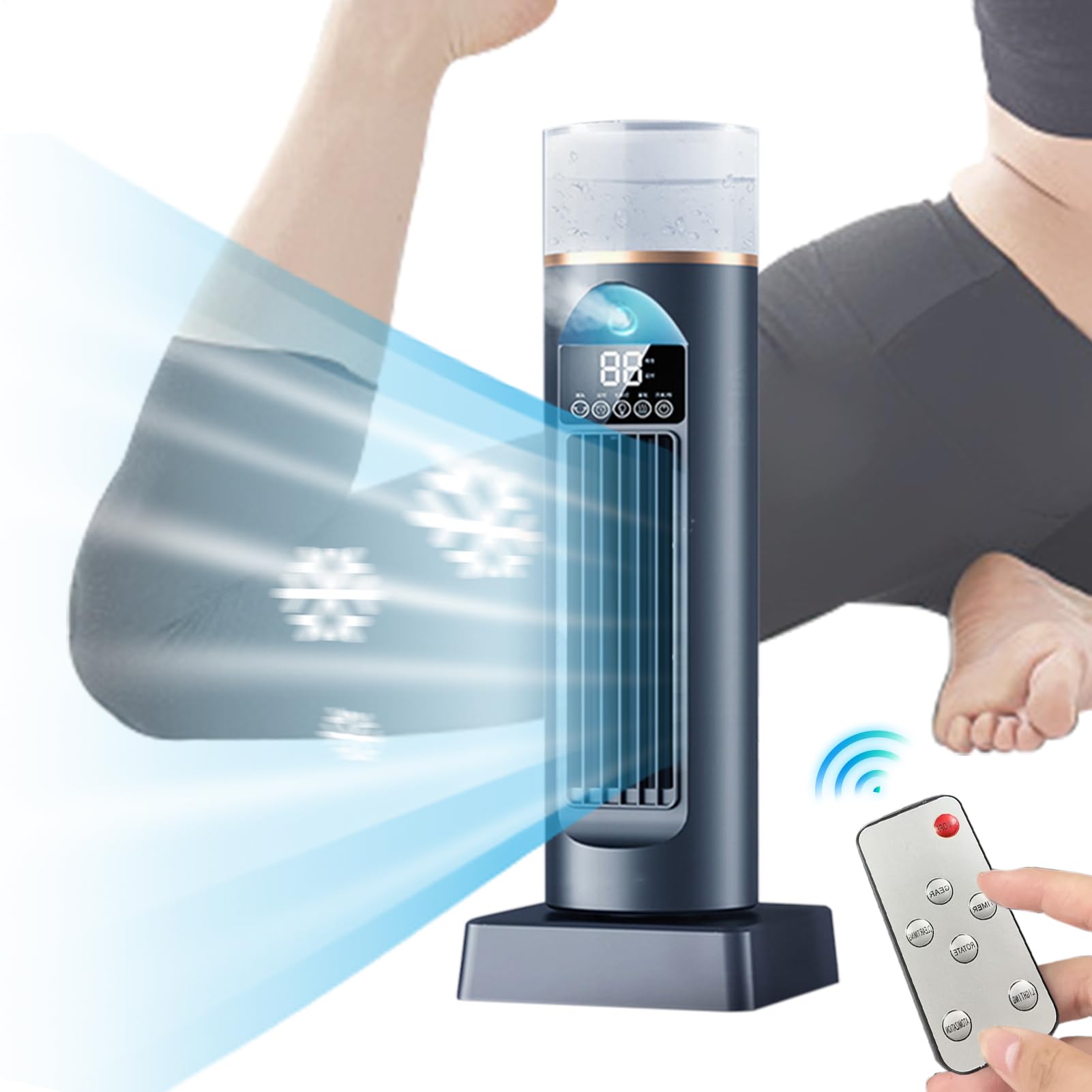 Ventilatore portatile AC | Cool Air Ventola per camera da letto - 6 velocità di raffreddamento silenzioso oscillante senza bande con telecomando per camera da letto, soggiorno, ufficio | Ventilatore Raffreddatore Da Camera Condizionatori D'Aria Portatili