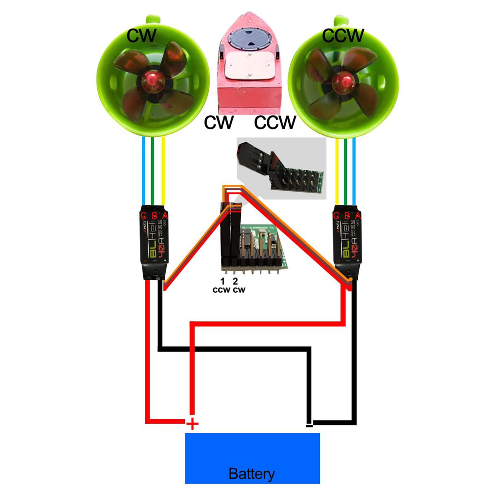RC 1000 KV bezszczotkowy silnik do nurkowania, wodoodporny silnik RC z ruchem wskazówek zegara i 4-łopatkowe śmigła 12-24 V wodoodporny silnik elektryczny do statku gniazdowego RC