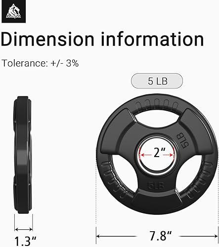 Miniatura 7 de LIONSCOOL Placa de agarre olímpica con revestimiento de goma de 2 pulgadas en pares o individual para entrenamiento de fuerza, levantamiento de