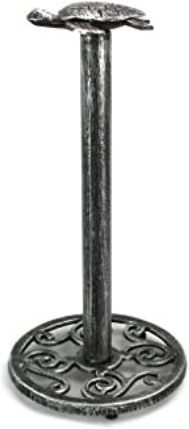 Antique Silver Cast Iron Sea Turtle Extra Toilet Paper Stand 13 - Beach Style