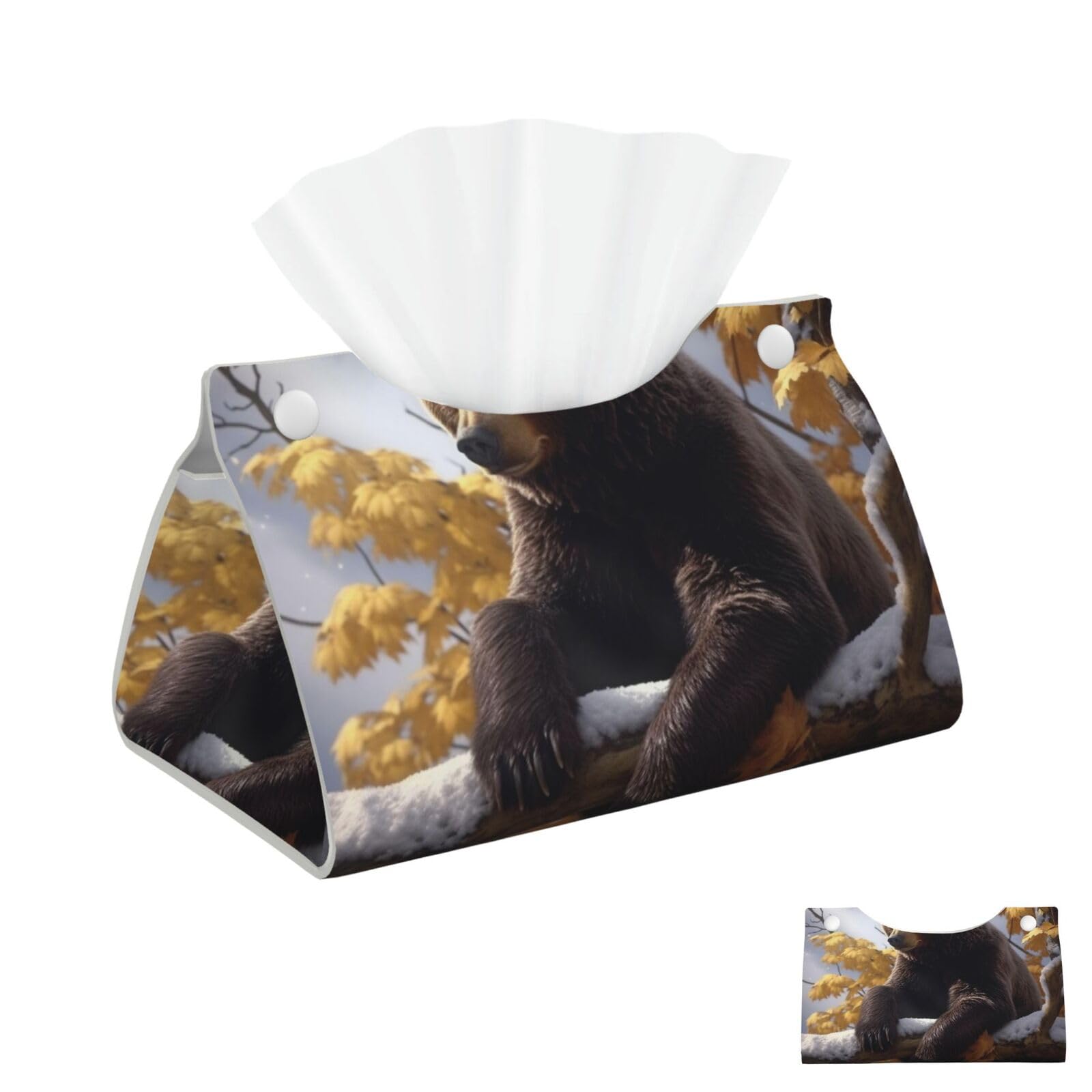 Bear on the Branch Tissue Box Cover Square Cube Boxes