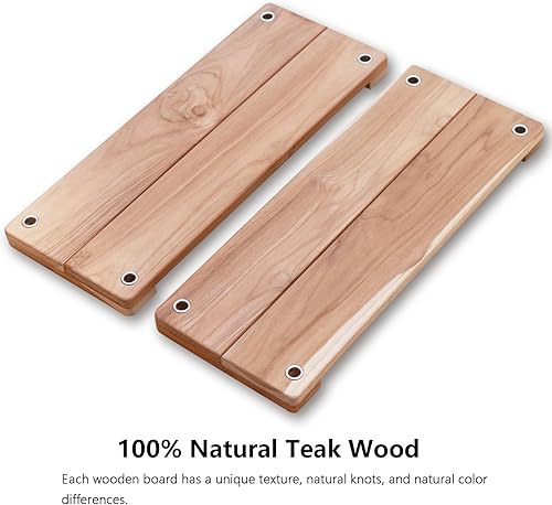 Miniatura 6 de Columpio de madera de teca, asiento de columpio de madera para exteriores para niños o adultos para patio trasero Columpio, altura ajustable (20.5 x