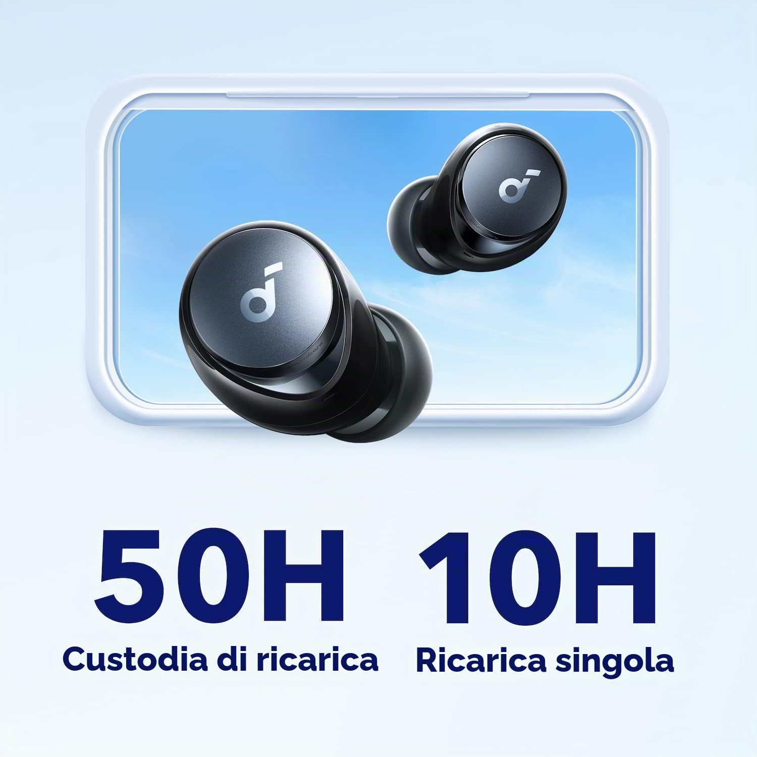 Soundcore by Anker Space A40 auricolari bluetooth con Cancellazione Rumore Attiva Adattiva, Riduzione del Rumore fino al 98%, 10 Ore di riproduzione in singolo, Suono Hi-Res, Design comodo, App | Riduzione del rumore fino al 98%, 50 ore di lettura, audio