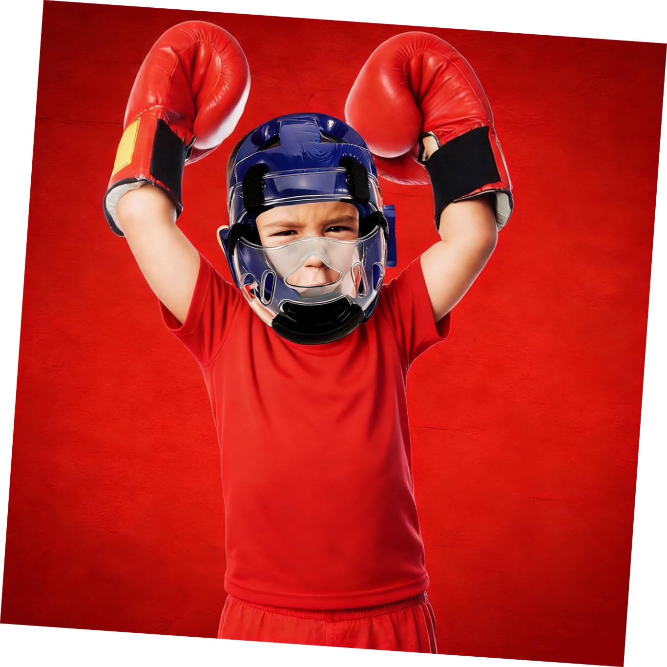 Casco Protettivo per Bambini e Ragazzi per Sparring e Allenamento | Traspirante, Asciugatura Rapida e Leggero, Fit Regolabile, Blu, in Spugna e Plastica