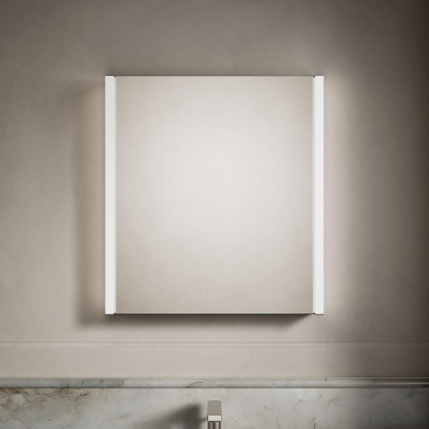 Kohler 81145-SLE-DA1 Maxstow Frameless Medicine Cabinet Mirror with Lights, LED Light, Mirror Door & Staggered Shelves, Rectangular Frame, 22 in. W x 24 in. H image 2