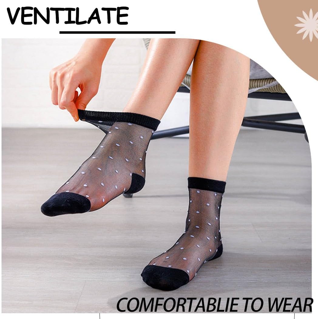 Sheer Lace Mesh Ankle Socks for Women Colorful See-Through Summer Casual Socks Breathable Dot Sock 6 Pairs - Image 5