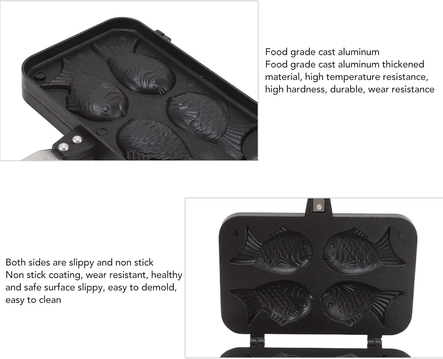 Piastra per Waffle A Forma di Pesce, Piastra Antiaderente per Pancake Taiyaki, Utensile Elettrico per La Cottura in Casa, Cucina E Ristorante, Piastra per Waffle Facile da Pulire