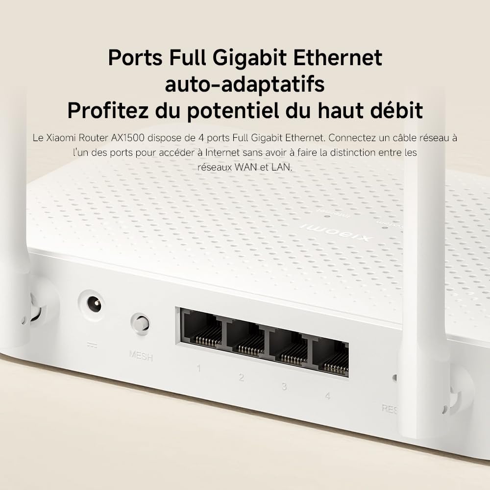 Xiaomi Routeur WiFi6 AX1500 - Port Gigabit, Fonction Mesh