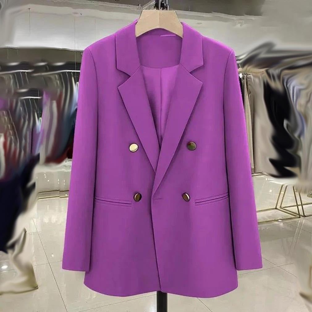 Women Blazer Loose Double Breasted Elegant Temperament Office Jacket