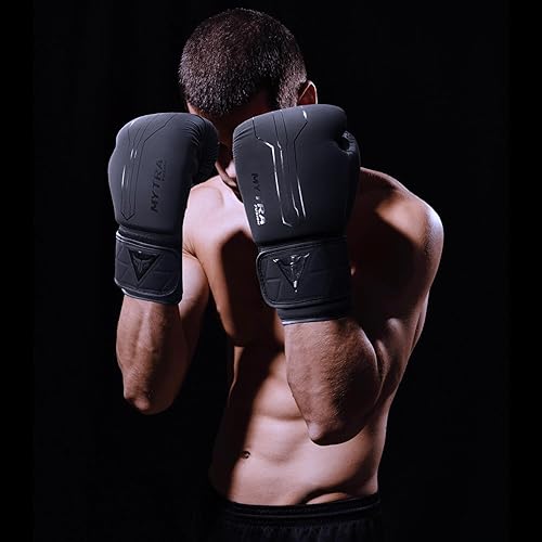 Miniatura 3 de Mytra Fusion Guantes de boxeo incluidos con envolturas de mano gratis, guantes de boxeo para entrenamiento de MMA Muay Thai, guantes de kickboxing