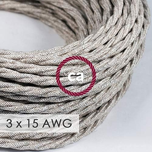 Extension Cord - Twisted Natural Linen TN01-15/3 AWG - 50ft