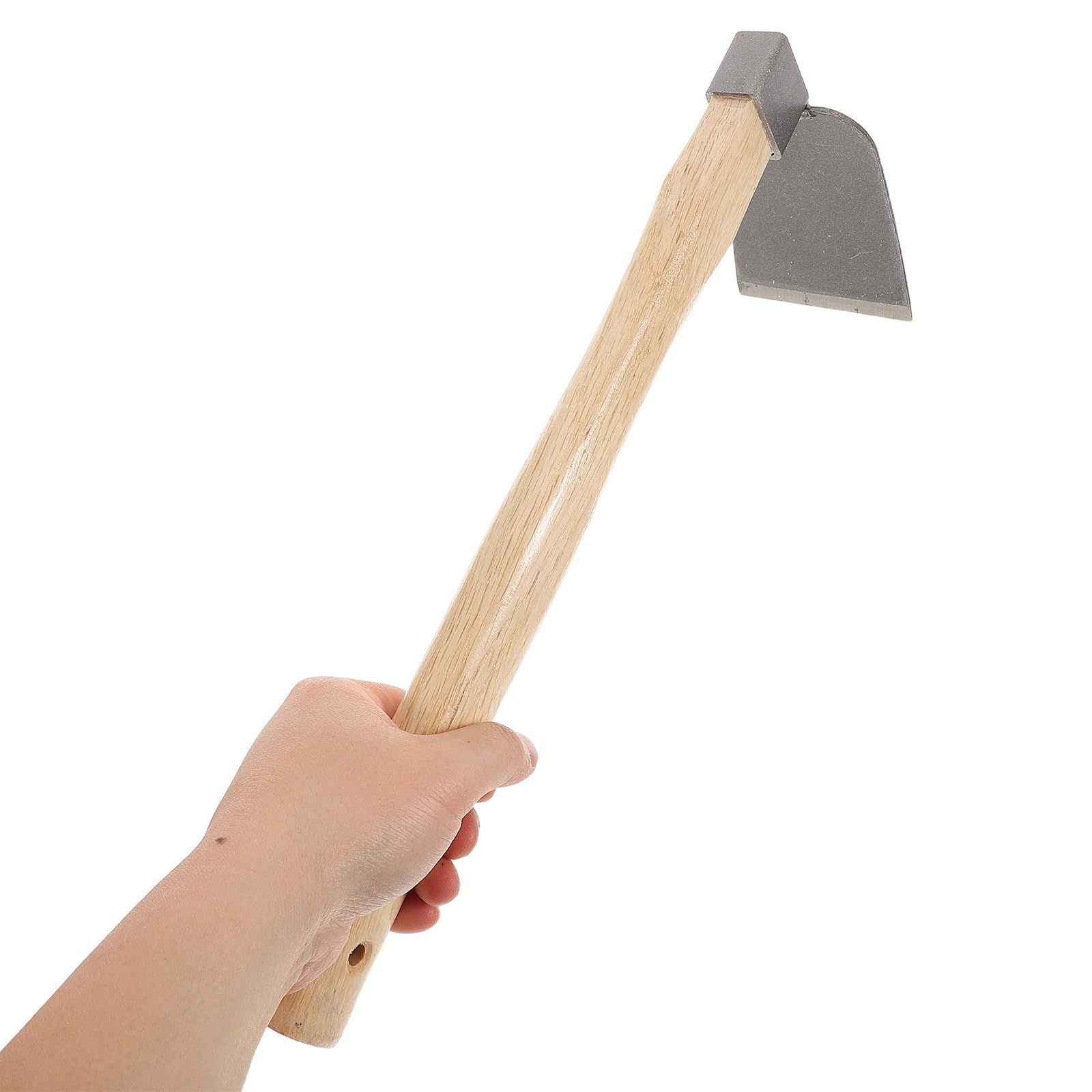 Pequeña Azada de Jardín de Acero Mango de Madera Ergonómico, Herramienta Manual para Desherbar y Paisajismo en Jardinería, Pack de 2 Piezas