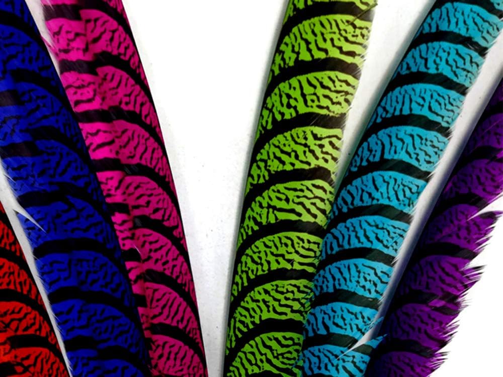 5 Pieces - 30-35" Red Zebra Lady Amherst Pheasant Tail Super Long Feathers Carnival, Costume, Party Supplies | Moonlight Feather