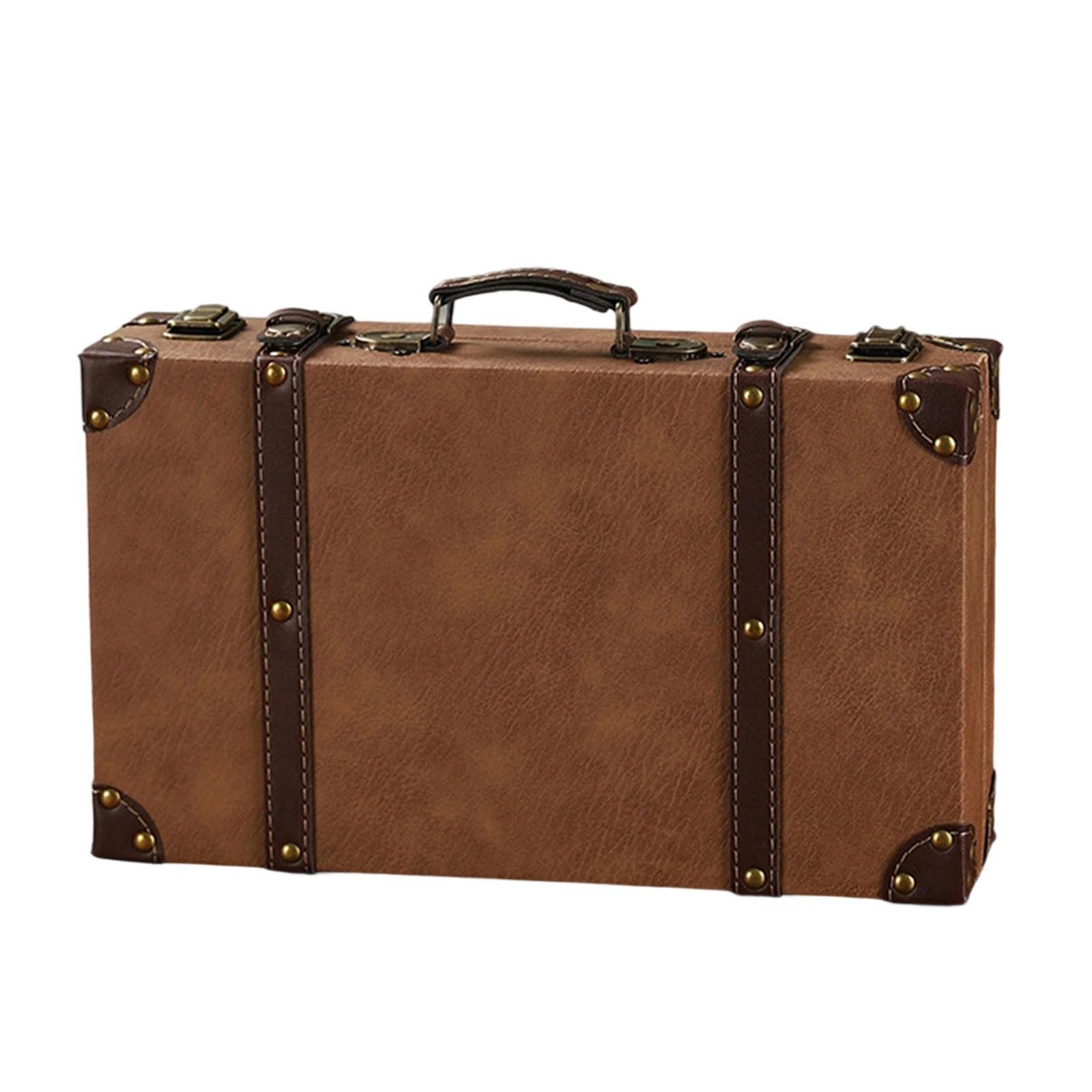 Jazuaiao Leather Trunk with Sturdy Wooden Frame Modern Classical Storage Trunk for Homes Storage and Decoration Vintage Leather