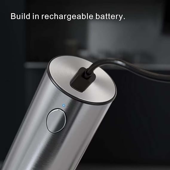 2 Set Electric Salt and Pepper Grinder, Rechargeable Salt and Pepper Shaker with LED light, Stainless Steel Automatic Pepper Mill with Adjustable Coarseness. (Silver)