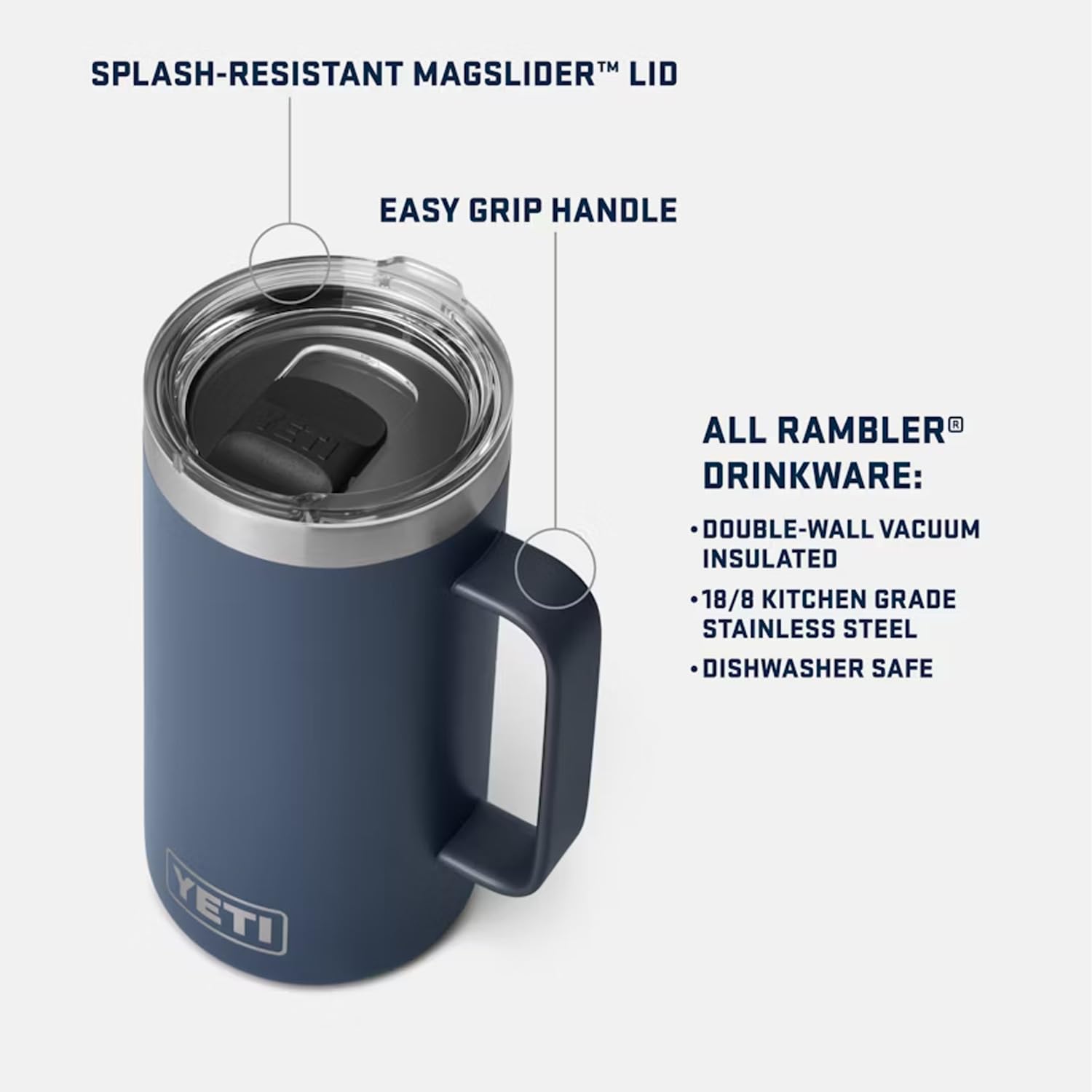 Amazon.com : YETI Rambler 24 oz Mug, Vacuum Insulated, Stainless
