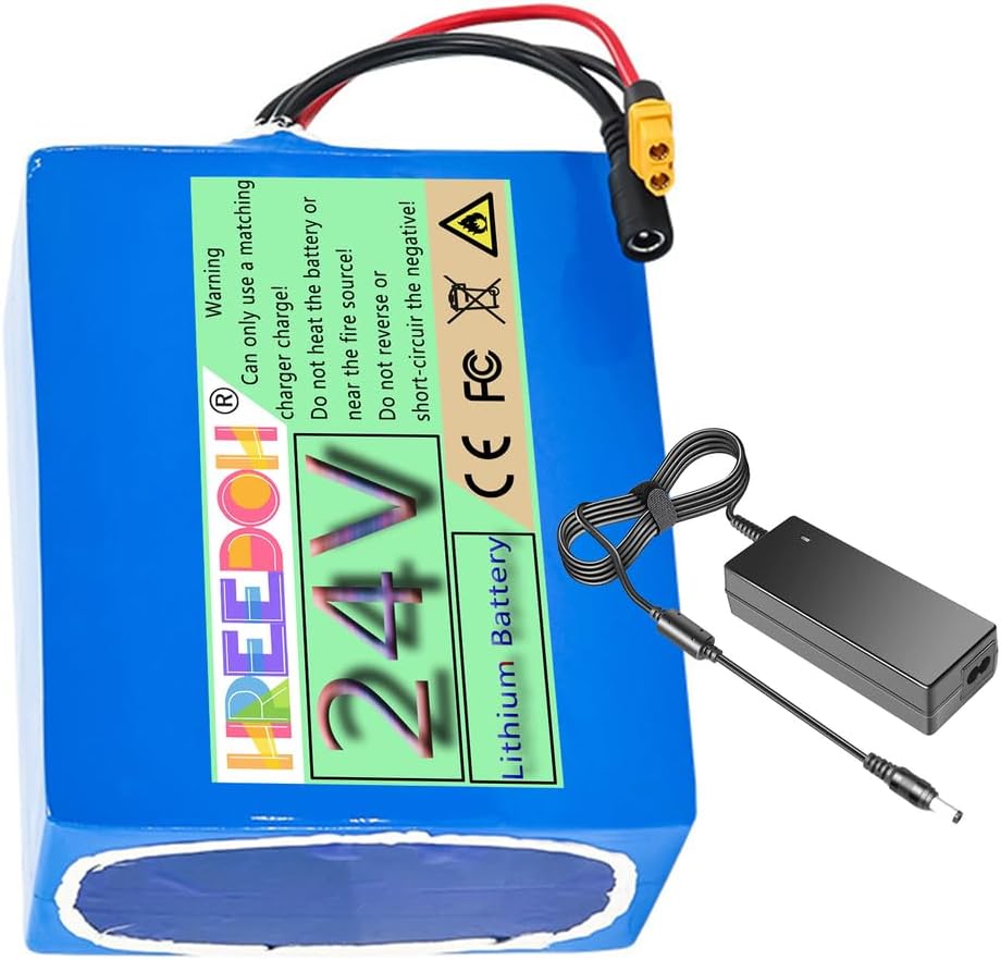Batterie Lithium 24v FREEDOH Batterie Lithium-ION 24 V, Rechargeable, Avec Chargeur, Pour Batterie Pour Moteur 500W