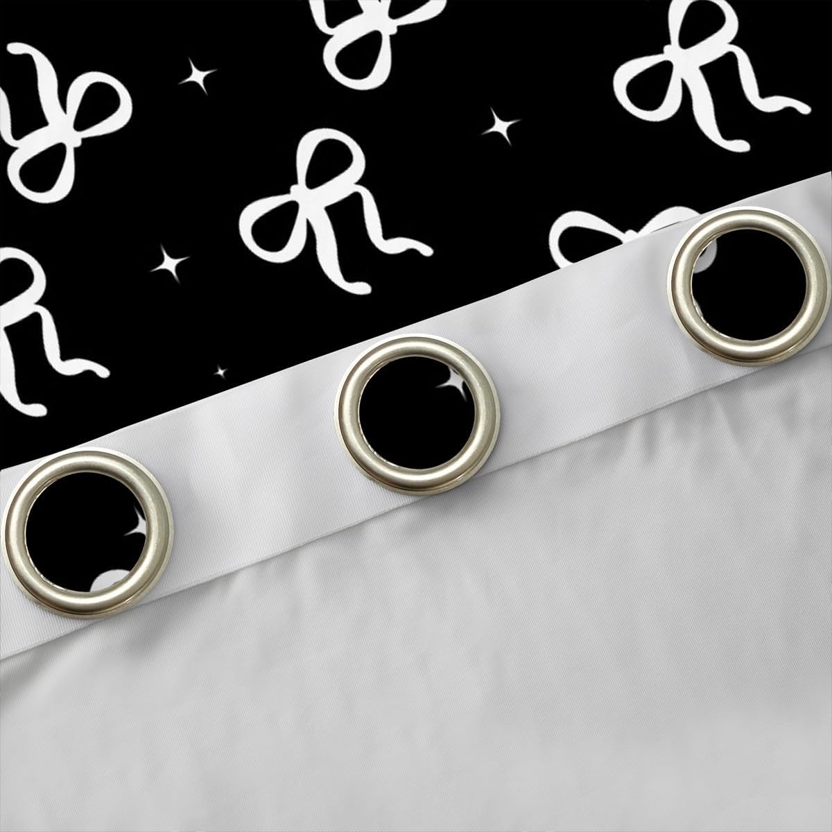 Black and White Bow Blackout Curtains Girls Women Black Coquette Window Curtains 2 Panel Sets 38"Wx45"L Kids Preppy Aesthetic Window Treatments Drapes for Bedroom Teens Adults Modern Fashion Bow Decor