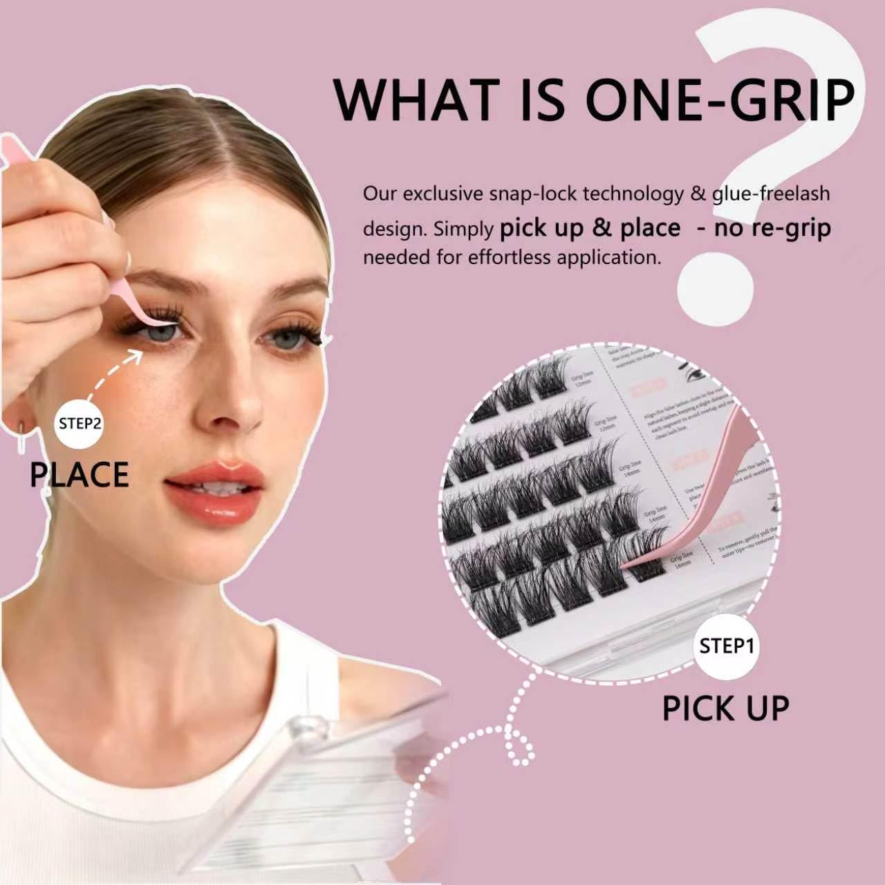 Self Adhesive Eyelashes 72 Pcs Self Adhesive Eyelash Clusters, No Glue Needed, Invisible 2-Strip Tape - Longer Lasting, No Sticky Residue Pre Glued Eyelashes Mix 8/10/12/14mm (Pure Love)