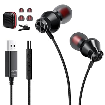 Amazon.co.jp: ASKUBSKU USBイヤホン マイク付き 2.5m長さ pc