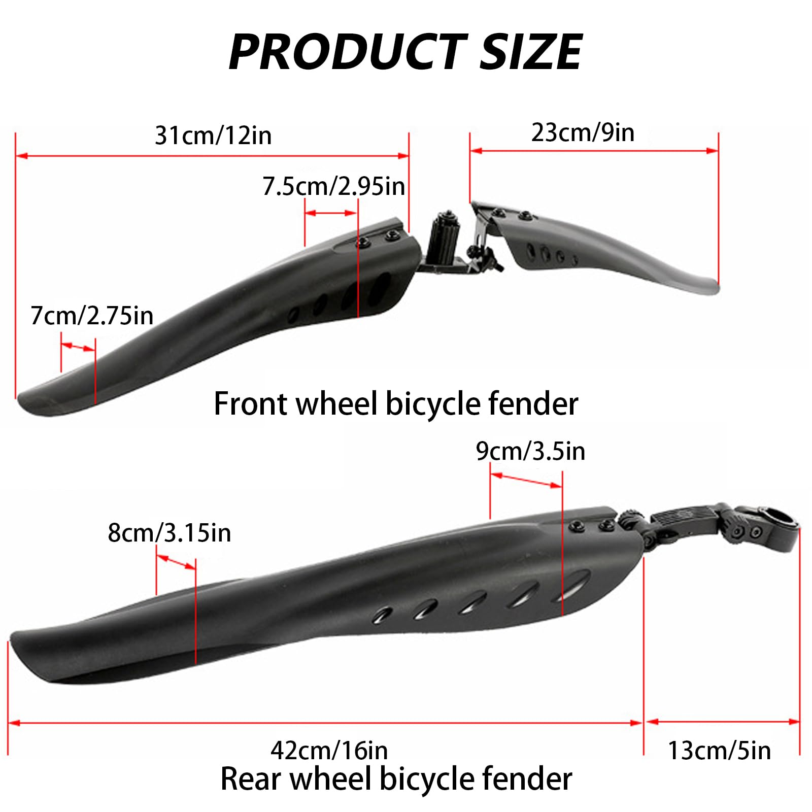 Quixotical Bicycle Mudguards, Adjustable Bicycle Fenders, Portable Front and Rear Mud Guards - Image 2