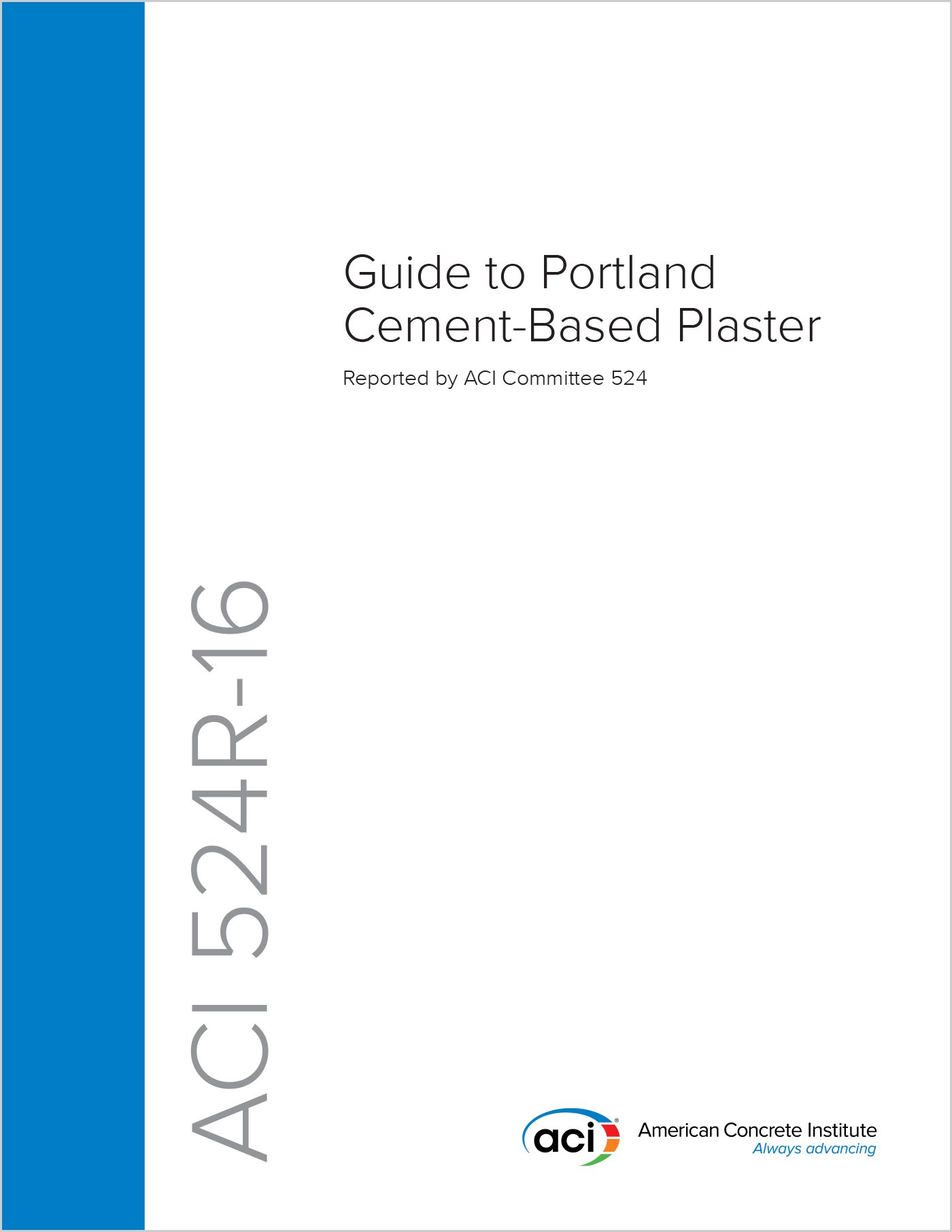 Guide ACI 524R-16 Portland Cement-Based Plaster livre technique en anglais