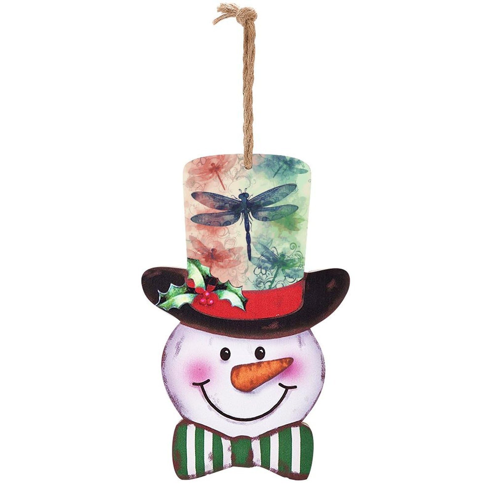 Modern Dragonfly Snowman Decor Christmas Snowmans Hanging Decors Wooden Exquisite Holiday Decoration Sign for Home Window Wall Farmhouse Indoor Outdoo