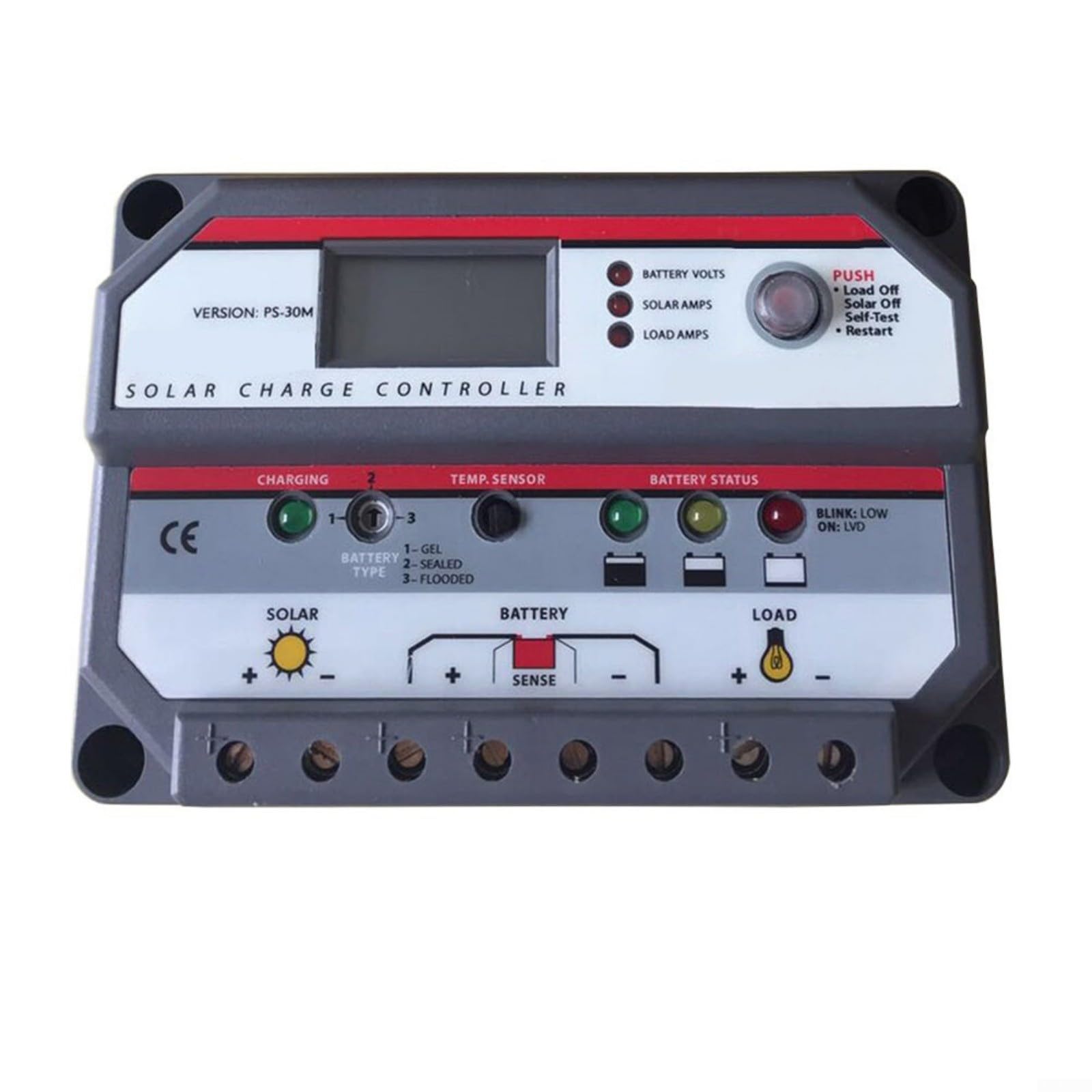Régulateur de charge solaire pour pwm 12/24V 30A avec écran LCD