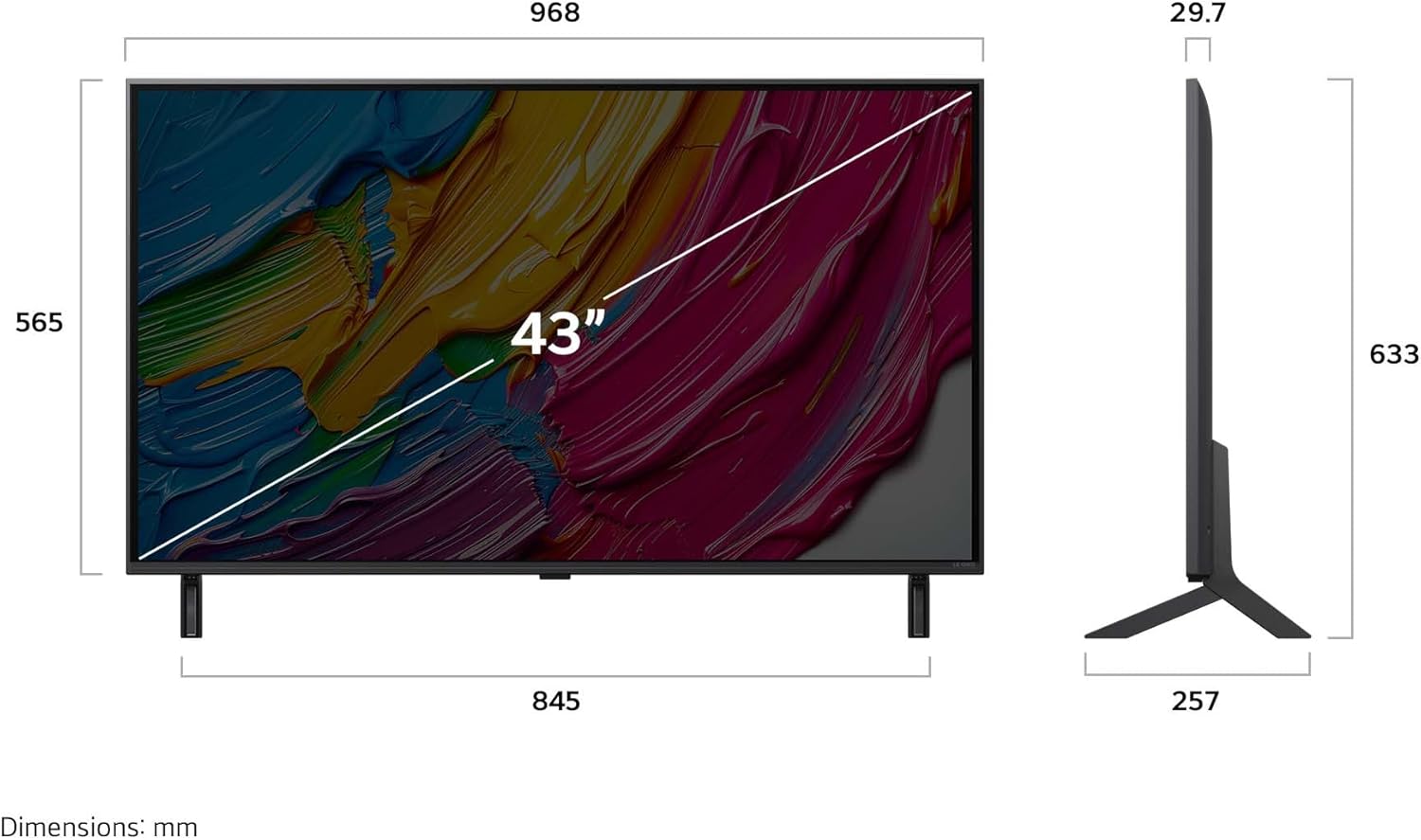 Davanti view of the LG 43-Inch QNED80 4K Smart TV
