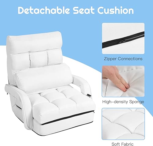 Miniatura 7 de COSTWAY Silla de suelo ajustable, sillón plegable con 5 posiciones, cojín de asiento desmontable, sofá cama para sala de estar, dormitorio, oficina
