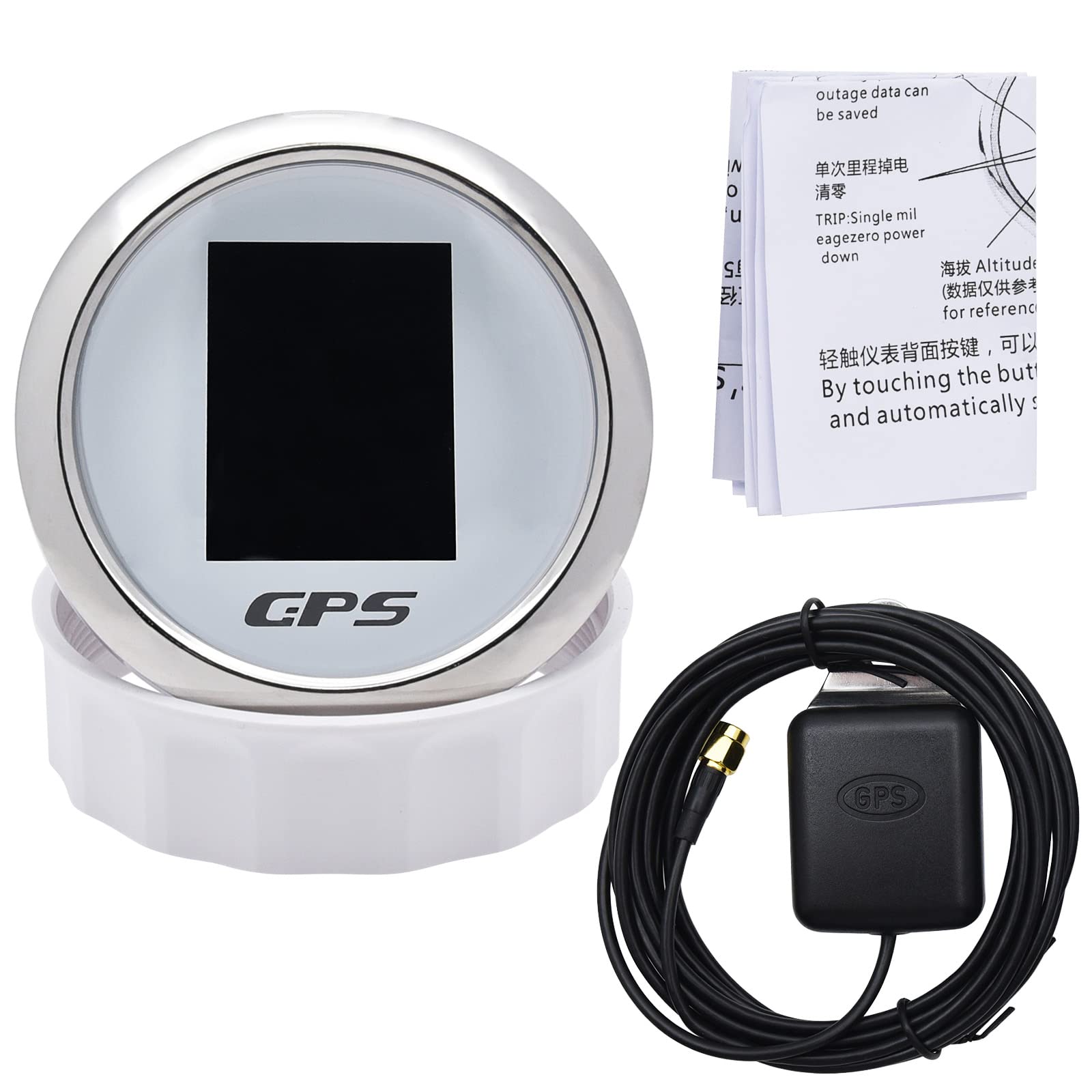 85mm Velocímetro GPS TFT Ajustable Mph Nudos Km/h Velocímetro odómetro digital con antena GPS para Barco Coche Autocaravana RV