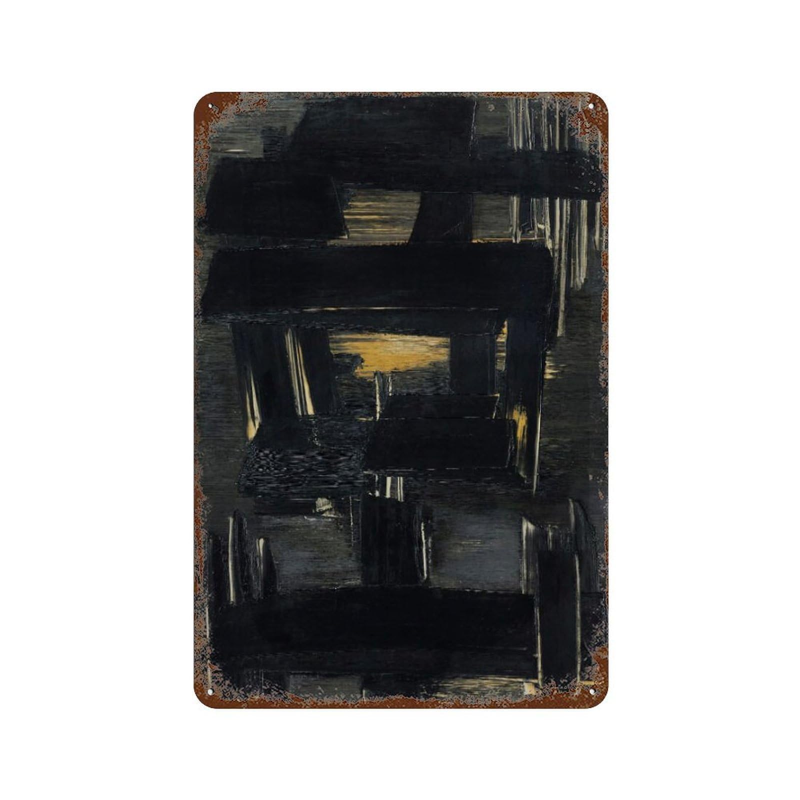 xiaoxiaoshen Pierre Soulages Black Abstract Modern Decor Wall Decor Art Metal Tin Poster Modern Home Decor Art Home Bar Shop Decorations Vintage Sign 30x20cm