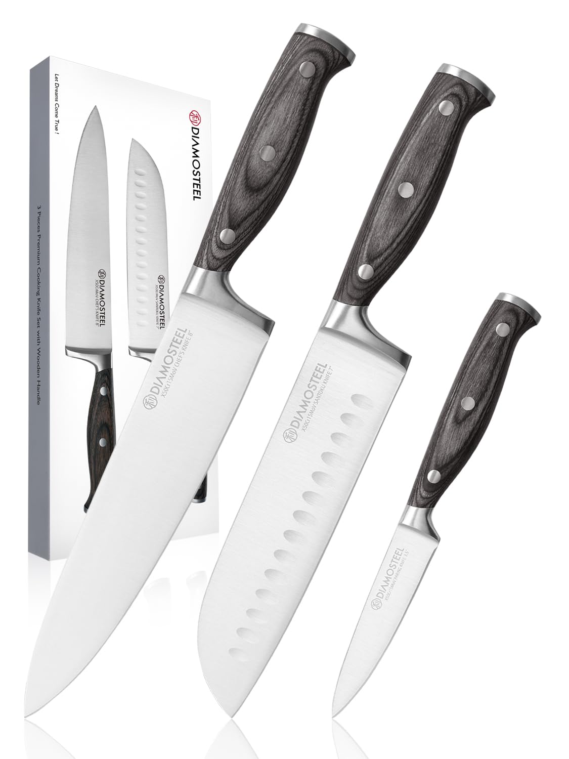 Amazon.com: diamosteel 3PCS Knives Set for Kitchen, Include Chef