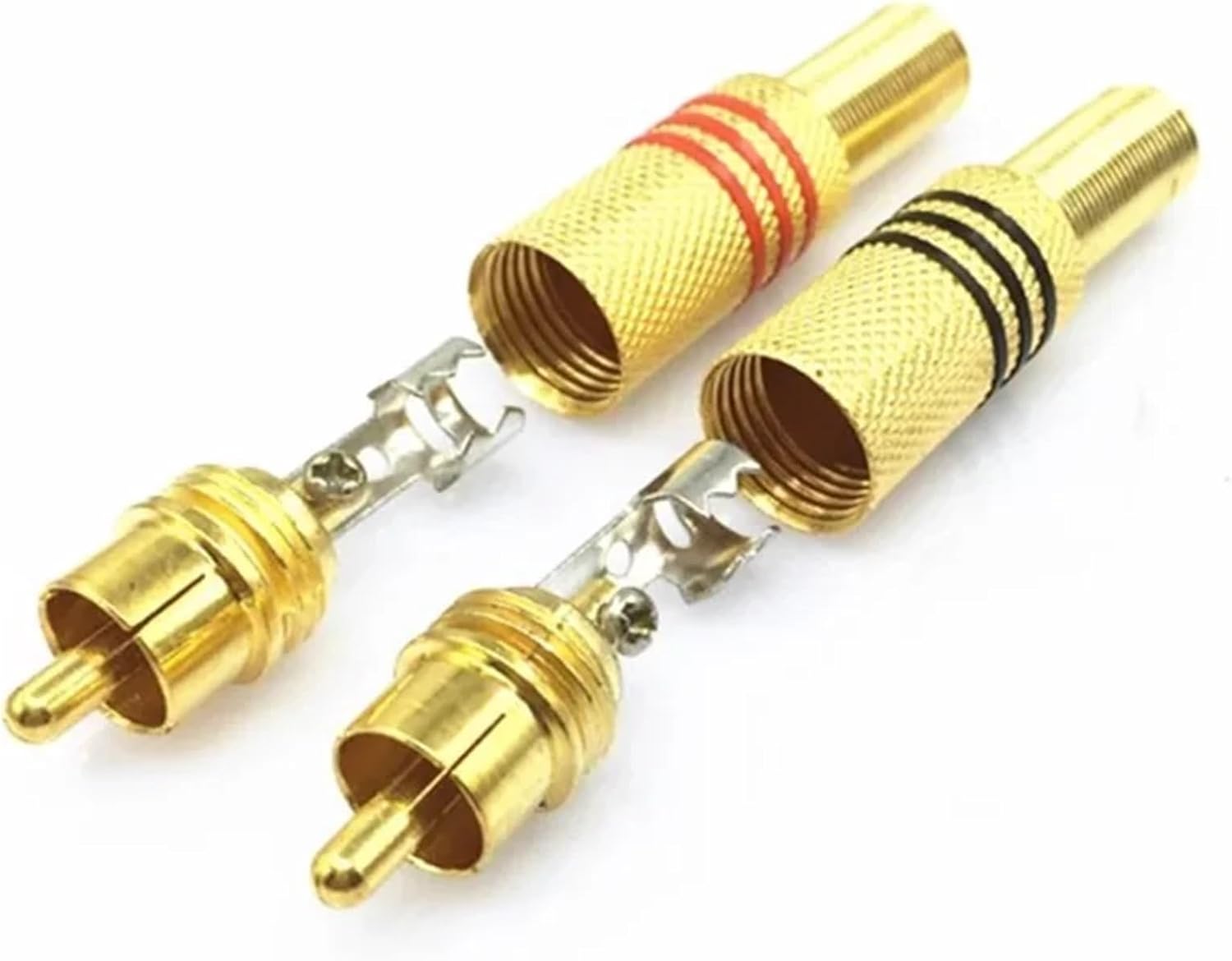 HIVJEEDYH 4/20PCS Gold Plated Connector Red Black Metal Spring Connector Male Jack AV Plugs(4pcs)
