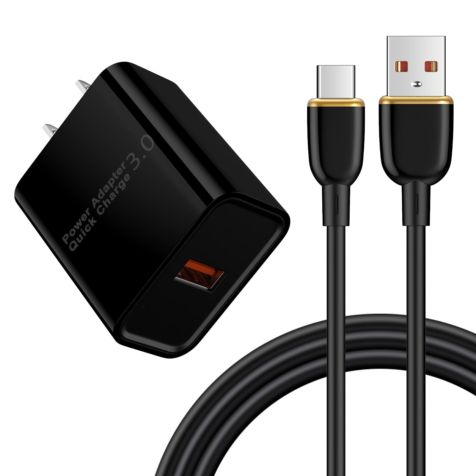 急速充電器 type-c Android充電器 qc3.0充電器 18W/3A スマホ充電器 Type-C 急速充電 USB-Cケーブル 1.83m/1本 QC3.0アダプター アンドロイド充電器 タイプCコード 携帯急速充電器 Galaxy急速充電器 USB充電器 type c acアダプター タイプC電源コード USBコンセント 急速充電 USB電源アダプタ(ブラック)