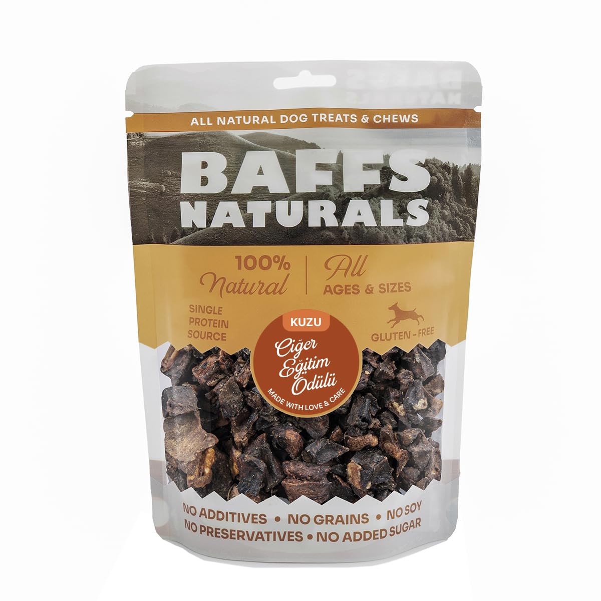 Baffs Naturals Kuzu Mini Ciğer Eğitim Ödülü 100% Doğal Köpek Ödül Maması 100 gr (100 Gr x 1 Adet)