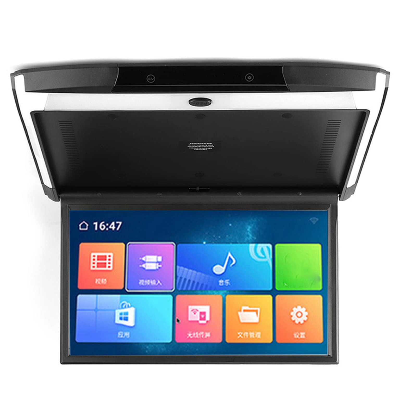 Reproductor de Techo para Automóvil, 17.3In IPS 1080P WiFi Bluetooth Monitor de Automóvil Abatible hacia Abajo Soporte Android Hdmi AV FM USB Montaje en el Techo Monitor Abatible hacia Abajo