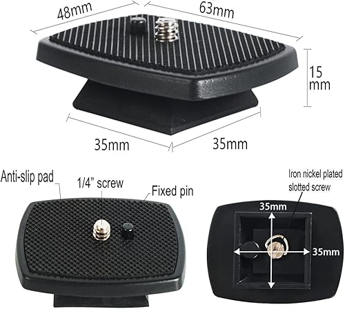 Miniatura 3 de Adaptador de montaje de cámara de repuesto para trípode de liberación rápida de 1.378 in para Walmart MX1000, OSN, Quantaray, Slik y Sunpak 5800d