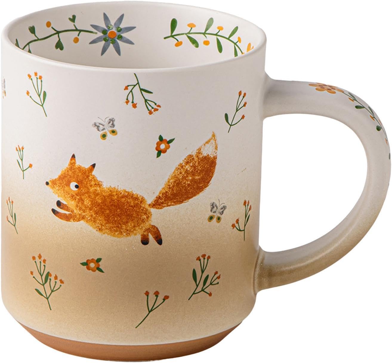 Cute Mug - 550ml Ceramic Funny Aesthetic Drinkware | Fox Coffee Cup Animal Decor for Home, Apartment, School, Dorm, Table, Desk, Kids, Adults, Birthday, Holiday, Party, Gift