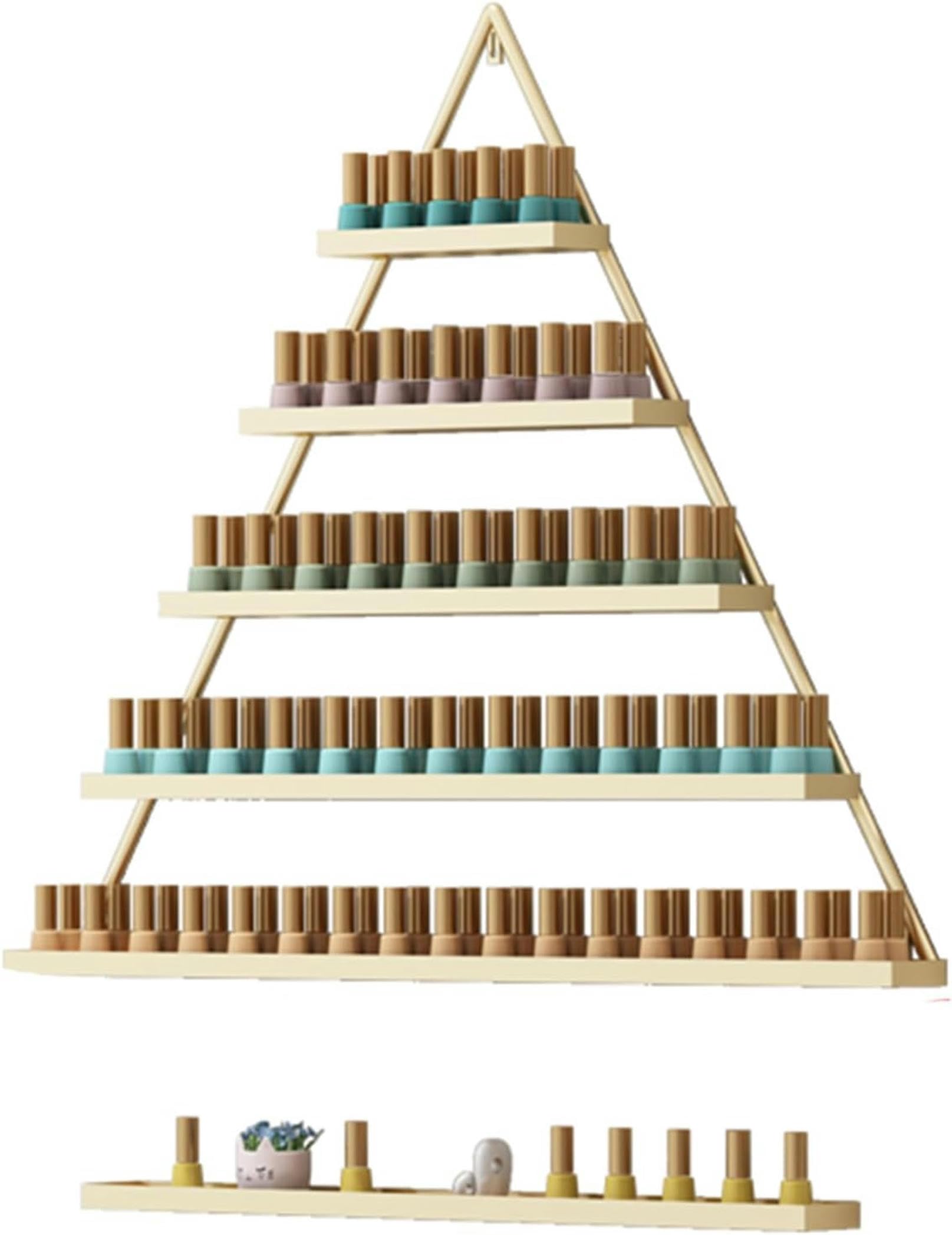 Support vernis à ongles mural doré - Étagère métal rangement maquillage et cosmétiques