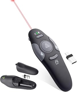 Presenter Clicker for PowerPoint Presentations, USB Wireless PPT Remote Clicker with Laser Pointer for Mac/Windows/Linux, Google Slide/PPT/Keynote, Page Flip, Full/Black Screen, Plug and Play