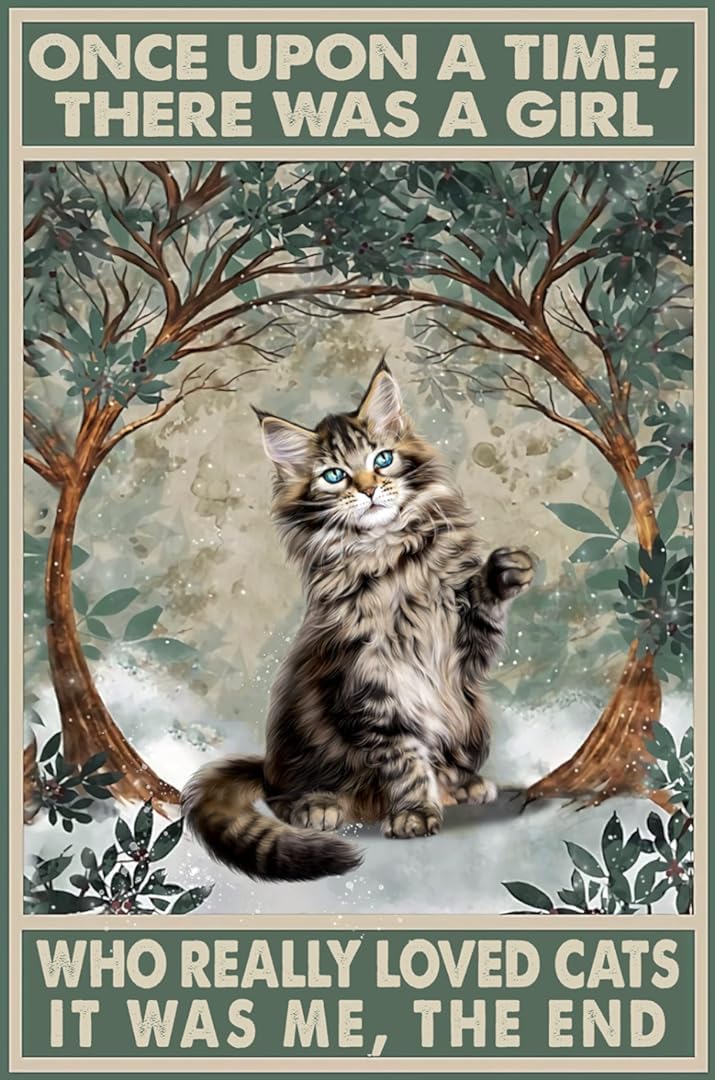 rayprint Metal Signs Once Upon A Time There was A Girl Who Really Loved Cats Signs Vintage Aluminum Sign for Home Retro Coffee 8x12 Inches