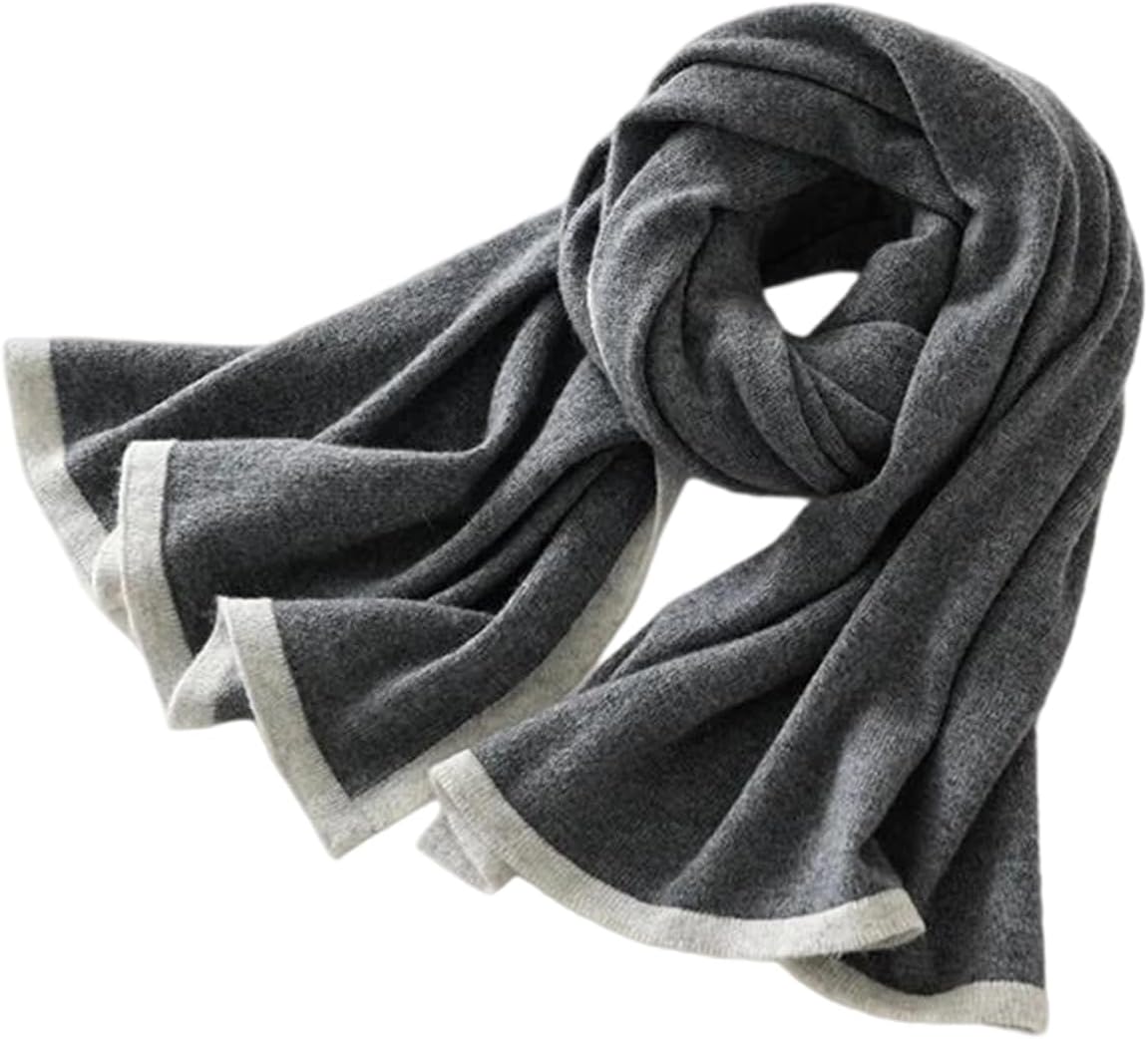 Women's Color Matching Knitted Cashmere Scarf Thick Winter Wrap For Comfortable Warmth