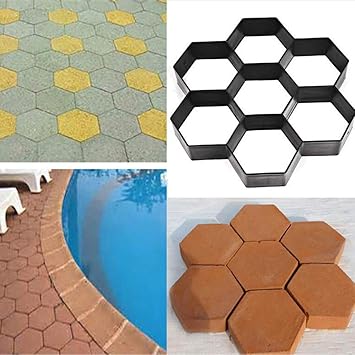 SUPERCART Garden Stone Walk Maker Mould DIY Pavement Concrete Mold Driveway Paving Brick Patio Mold (Plastic, Black)