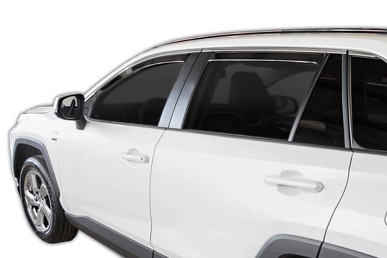 J&J AUTOMOTIVE GP Deflettori d'Aria per Toyota RAV 4 2019-2025, Set da 4 Pezzi, Antiturbo Antivento Antipioggia, Anteriore Nero Fumé Oscurato